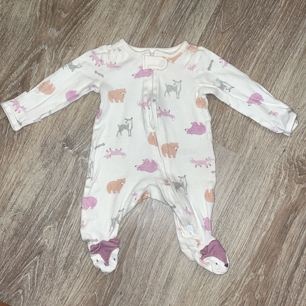 NB Carter’s Just One You Baby Girl/Boy Forest Animal Purple Fox Footed Pajamas